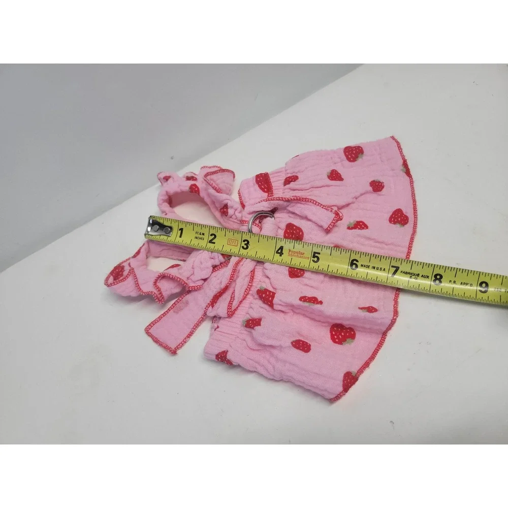 Dog Cat Pet Strawberry Print Harness Dress‎ Pink Red Size S